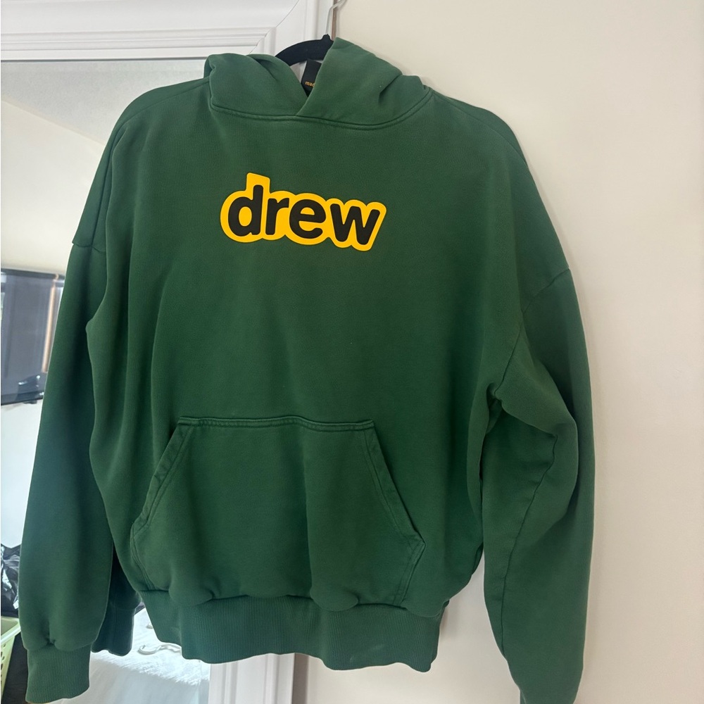 Drew House Teal Hoodie with Yellow Logo